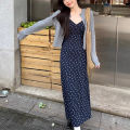 Summer Sweet Women Daily Streetwear Waist Dresses Lady Blue Suspender Floral Dress Female Vogue Off Shoulder Casual Long Dress. 