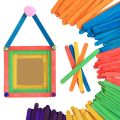 50pcs Colorful Hand Crafts DIY Wooden Sticks Popsicle Mold Ice Cream Sticks Art Creative Educational Toys For Children Kids Baby. 
