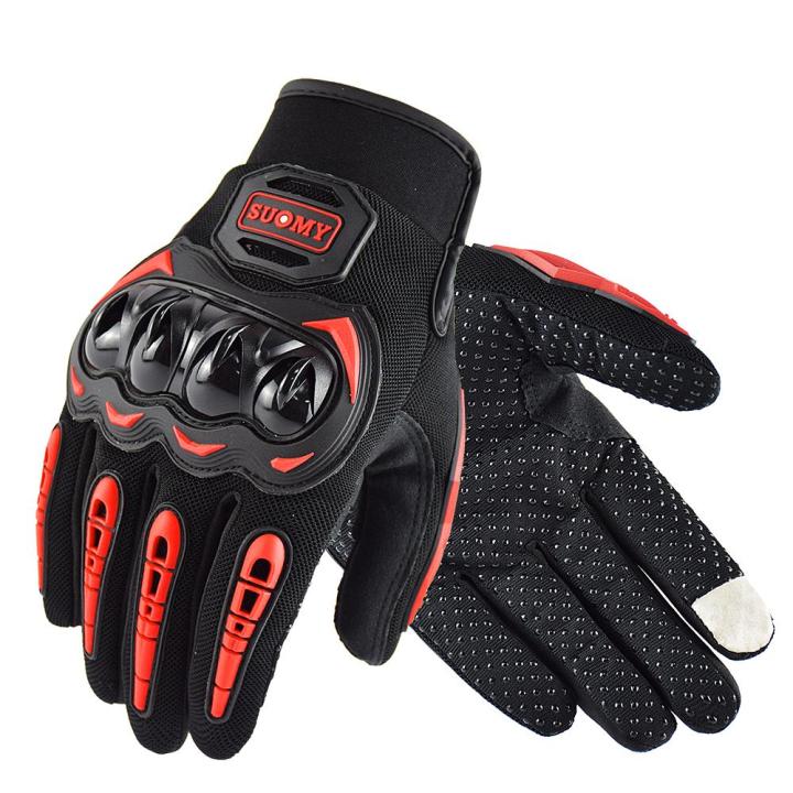 Suomy Shockproof Winter Breathable Mesh Motorcycle Racing Gloves Touch Screen Off Road Motorbike Riding Gloves - Red
