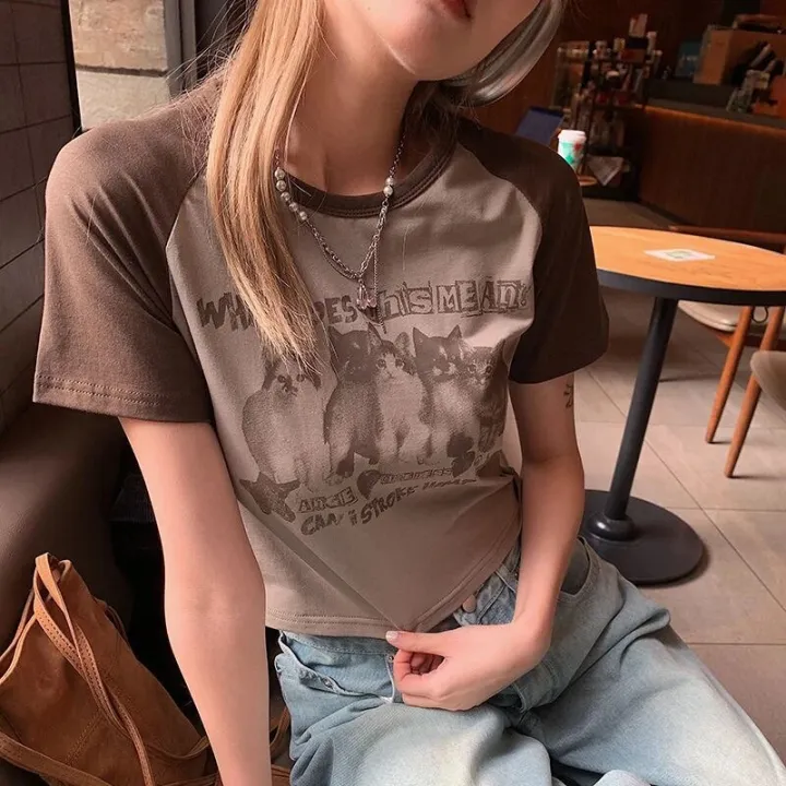 Women%20T-Shirt%20Y2k%20Crop%20Tops%20Tees%20Cat%20Print%20Slim%20Graphic%20Summer%20Korean%20Fashion%20Harajuku%20Streetwear%20Short%20Sleeve%20Aesthetic%20Clothes%20-%20Image%205