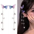 Trendy 1 Pair = 2 Pcs Butterfly Hairpin New Korean Elegant Metal Tassel Long Hair Clips for Women - Antique Party Hair Accessories - Crown. 