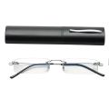 Sighttoo Anti-Blue Light Rimless Reading Glasses New Readers Ultralight Coating Frameless Glasses Reading With Pen Tube Case Men. 