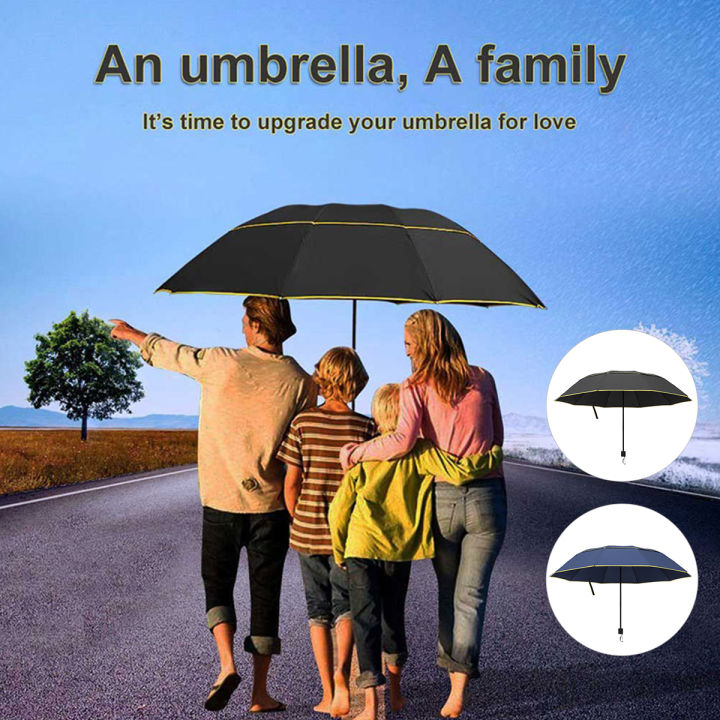 Windproof Double Layer Umbrella 10 Ribs Folding Umbrella Extra Large Men Womens Universal Diameter 130 Cm Large Umbrellas
