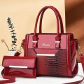 2024 spring new shiny leather embossed crocodile pattern mother and child bag large capacity shoulder crossbody PU leather handbag women's bag.