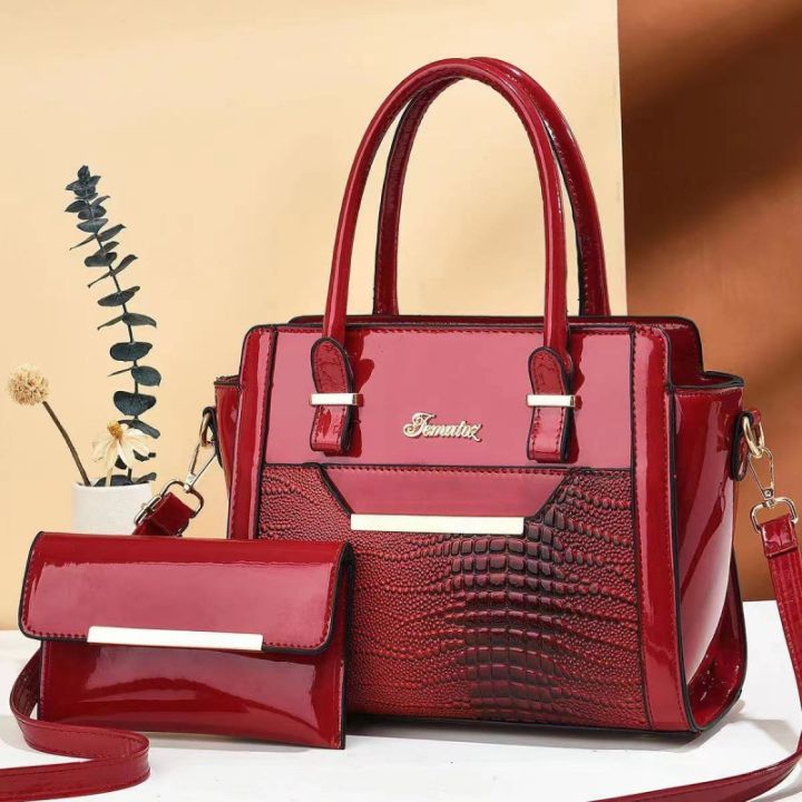 2024 spring new shiny leather embossed crocodile pattern mother and child bag large capacity shoulder crossbody PU leather handbag women's bag