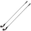 Mixing Spoon Stainless Steel Set of 2 Professional Cocktail Bar Tool (12 Inches) Japanese Style Teardrop End Design. 