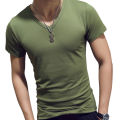Top Tees Man T-Shirt Fitness T-shirts Mens V-Neck Man T-shirt For Male T-shirts Summer Casual Gym Solid Color Tops. 