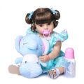 55CM NPK reborn baby doll toddler girl bebe reborn very soft full body silicone doll bath toy.