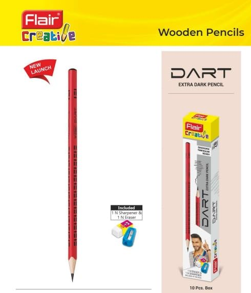 FLAIR%20Creative%20DART%202B%20Graphite%20Pencils%20Pack%20of%2010%20Extra%20Dark%20Lead%20-%20Image%202