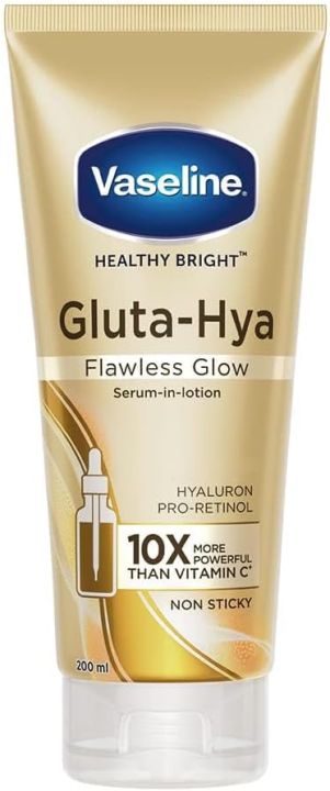 Vaseline Gluta-Hya Flawless Glow, 200ml, Serum-In-Lotion, Boosted With GlutaGlow, for Visibly Brighter Skin from 1st Use
