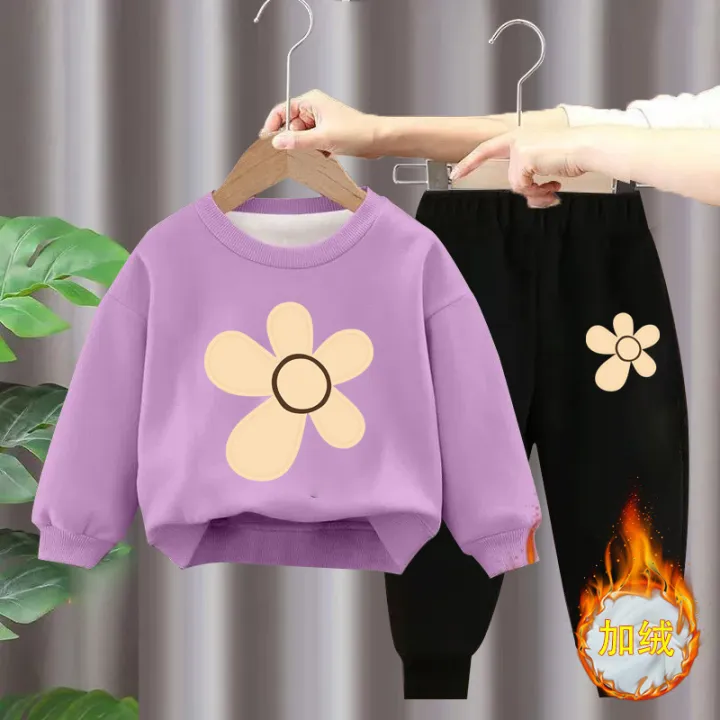 Girls%20Sweatshirt%20Set%202023%20New%20Fleece%20Winter%20Style%20Girls%20Foreign%20Tops%20Children's%20Clothes%20Baby%20Pants%20Autumn%20and%20Winter%20-%20Image%202