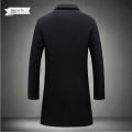 2023 Spring and Autumn Long Cotton Coat New Wool Blend Pure Color Casual Business Fashion Men's Clothing Slim Windbreaker Jacket. 