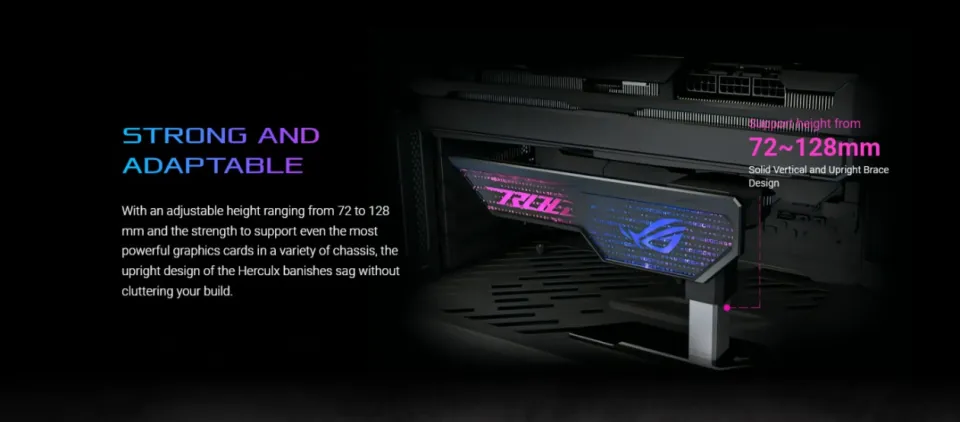 Asus ROG Herculx XH01 Graphics Card Holder - Support Height of 72-128 mm - Supports RTX 40 Series Graphics Cards - Embedded 3D ARGB - Black | Daraz.com.bd