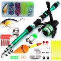 1.8M Travel Fishing Gear Telescopic Fishing Rod Full Kits Fishing Pole Casting Rod Fishing Rod Reel Set Spincast Fishing Reel Hooks Feeder Rod Combo Fishing. 