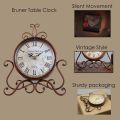 JAERBEE Vintage Table Clock Antique Mantel Clock Battery Operated Non-Ticking Retro Clock Small Desk Clock for Home.