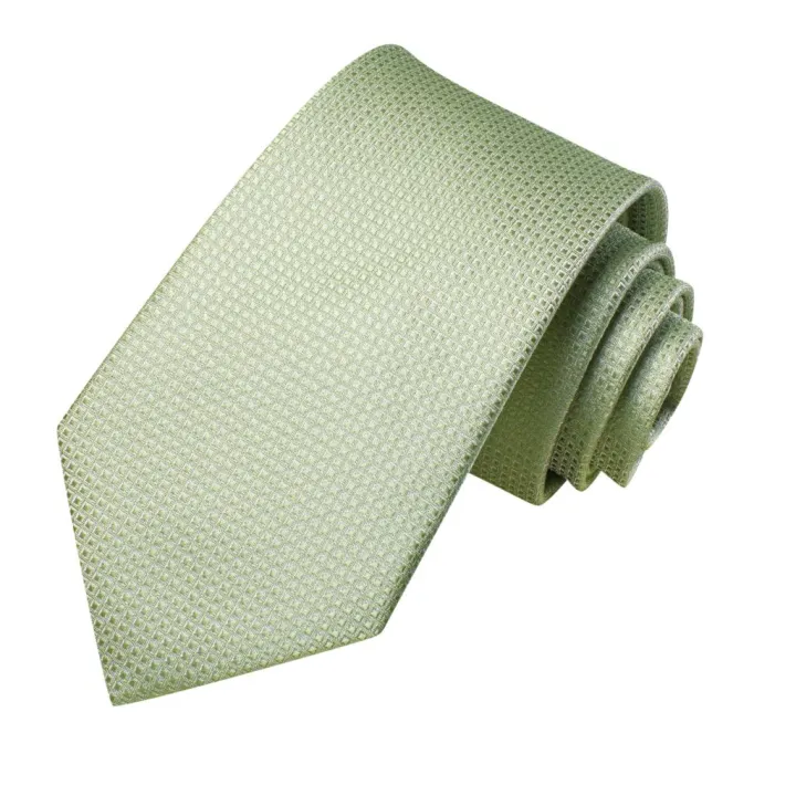 2023%20New%20Sage%20Green%20Solid%20Plaid%20Hi-Tie%20Designer%20Gift%20Tie%20for%20Men%20Fashion%20Brand%20Wedding%20Party%20Necktie%20Handky%20Cufflinks%20Wholesale%20-%20Image%204