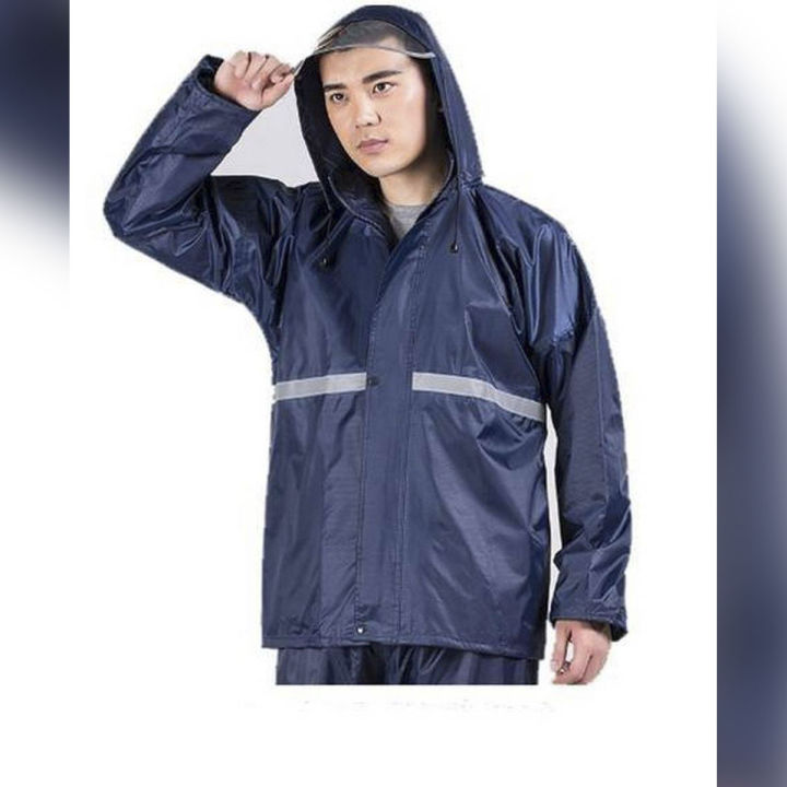 Raincoat 100% Waterproof Gurranty With Trouser - Navy Blue