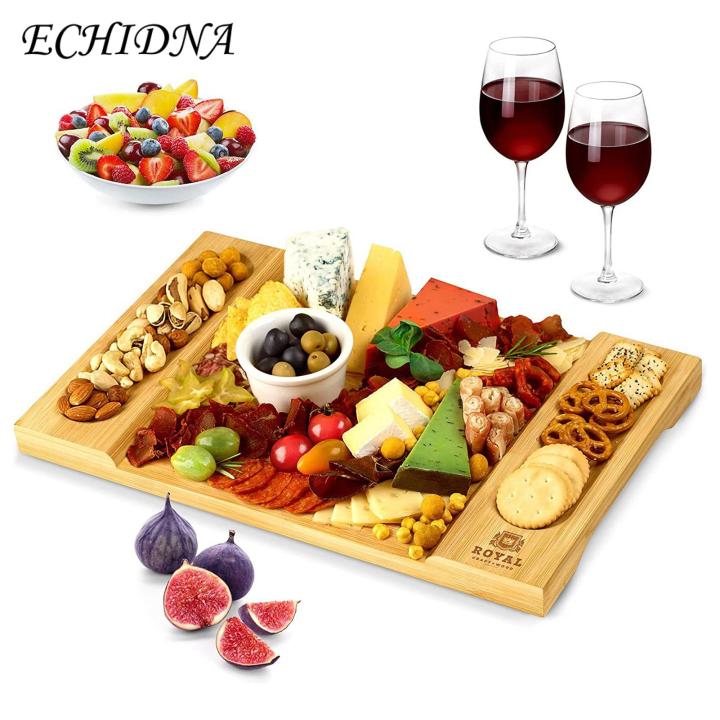 Wooden Chopping Board Bamboo Charcuterie Board with Grooves Food Serving Tray for Home Kitchen Eco-friendly Cutting Board