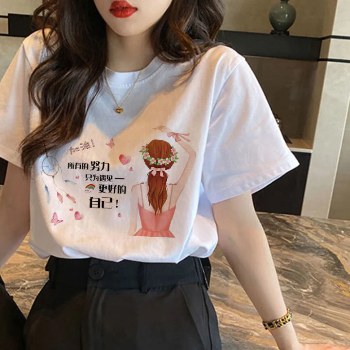 2024%20New%20Korean%20Style%20Loose%20Short%20Sleeve%20T%20T-shirt%20Women's%20Bottoming%20Shirt%20Women's%20Fat%20mm%20Student%20Summer%20Wear%20Casual%20round%20Neck%20T%20T-shirt%20-%20Image%202