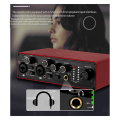 Sound Card Professional Audio Interface for 48V Microphone Musical Instrument Recording.