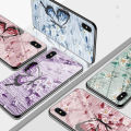TA for OPPO A15 A15S A35 Back Cover Luxury Oil Painting Butterfly Tempered Glass Phone Case for Gril. 