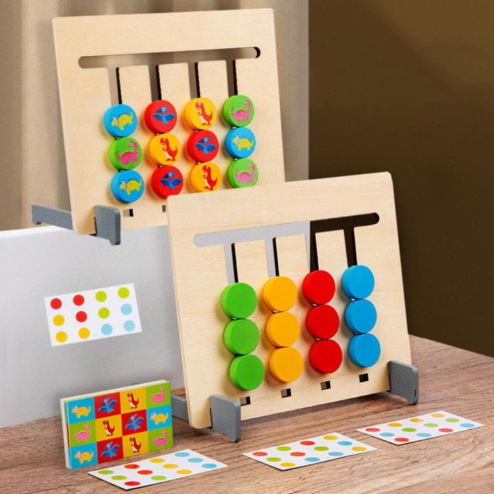 Slide Puzzle Toy Game Developing Educational Toy Wooden Board Game Jigsaw Shape Color Matching Game for Toddlers Children Kids