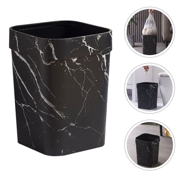 Can Trash Waste Bin Garbage Bathroom Container Basket Black Kitchen Decor Rubbish Square Wastebasket Paper Office Holderfor
