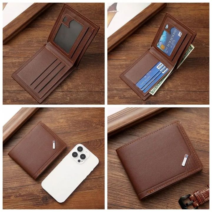 Men's Short Wallet Youth Fashion Thin Multi Card Large Capacity Business Soft PU Leather Mony Bag for Men