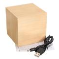 Wood Cube LED Alarm Control Digital Desk Clock Wooden Style Voice Date Week Time.