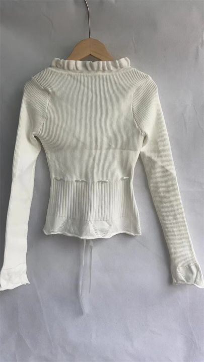 Sweet%20Cardigan%20for%20Women%20Lace%20Ruffles%20Bandage%20Tops%20Y2K%20Clothes%20Sueter%20Mujer%20Tunic%20Pink%20Cardigans%20Pull%20Femme%20Knit%20Cropped%20Sweater%20-%20Image%206