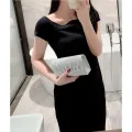 Ladies Glitter Silver Clutch Bag Envelope Evening Bag Fashion Elegant Long Purse Women Chain Shoulder Bags Wedding Party Handbag. 