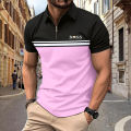 Spring Summer Autumn New Men's Short-sleeved Polo Shirt Sports Fitness Fashion Color Contrast Zipper High Quality Polo Shirt.