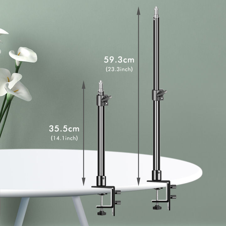 SH Adjustable Tabletop Bracket Stand With 1/4 Ball Head Desktop C-clamp Light Stand For DSLR Camera, Ring Light, Video Monitor