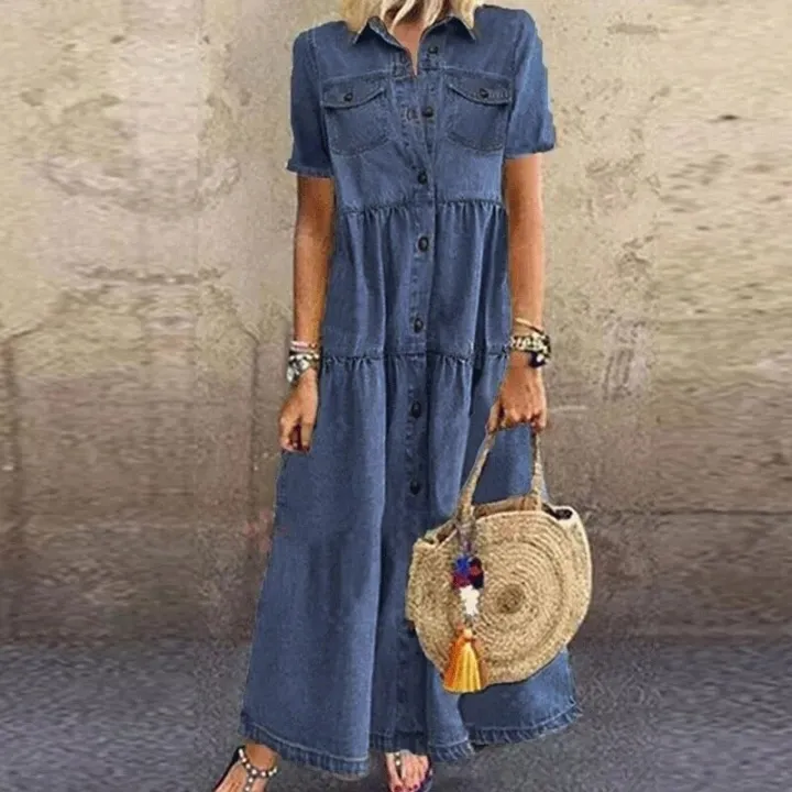 Summer%20Floral%20Print%20Dress%20Women%202021%20Casual%20Button%20Up%20Pocket%20Blue%20Short%20Sleeve%20Maxi%20Dresses%20Plus%20Size%20Long%20Dresses%20Vestidos%205XL%20-%20Image%205