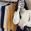 Women's Turtleneck Sweater Autumn and Winter New Korean Style Puff Sleeve Loose Inner Wear Bottoming Sweater. 
