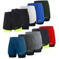 Lixada Men's 2-in-1 Running Shorts Quick Drying Breathable Active Training Exercise Jogging Cycling Shorts with Longer Liner.