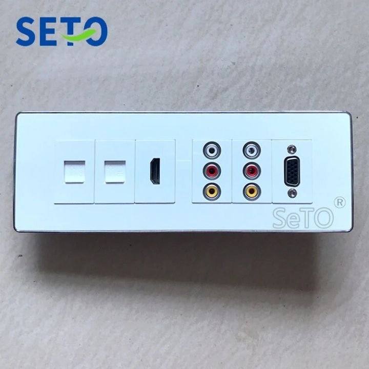 【YIYANGMAOYI111】SeTo 118 Type RJ45 Cat5e Network + Cat3 Tel + AV Audio + VGA +HDMI Outlet Wall Plate Keystone plate