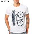 Fixie Fixed Gear Bicycle Cycling Cat Punk Rider T-Shirt New Summer Men Short Sleeve Funny Bike Sport White Casual Boy Tees Tops. 