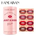 HANDAIYAN 8 Colors Velvet Matte Lip Stick Set Just A Kiss Lipstick Long Lating Waterproof Non-stick Cup Lipgloss Red Lips Lip Liner Makeup. 