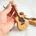 Wooden Guitar Shaped Guitar Picks Holder Wooden Pick Box with Stand, Vintage Guitar Case for Selection. 