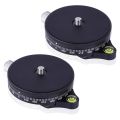 2X Camera Pan Base with Style Plate, 0.95cm Screw Aluminum Panoramic Ball Tripod Head with Bubble Level.