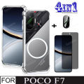 4In1 Xiaomi POCO F7 Case Magnetic Sticker Shockproof Phone Case for POCOF7 Tempered Glass Screen Protector Privacy Anti-Spy Film.