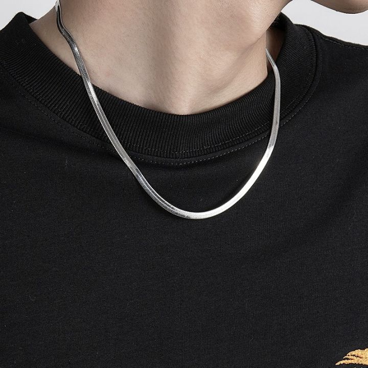 Snake Chain For Men And Boys Rhodium Plated Stainless Steel Chain