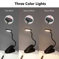 Portable LED Book Light Clip-on Dimmable Reading Light Eye Caring Mini Desk Lamp 360° Flexible Study Table Lamp Bedside Light. 
