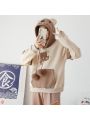 Korean Kawaii Hoodies Women Harajuku Bear Anime Cotton Fleece Hoodie Coat Long Sleeve Oversized Kpop Y2K Girls Winter Clothes.