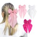 Hair Bows for Girls Ribbons Pink/Black/White Bow Girls Ribbon Hair Accessories for Woman Simple Solid Satin Spring Clip Hair Pin.