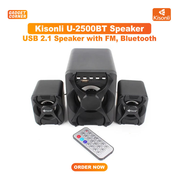 KISONLI U2500BT USB 2.1 Computer Bluetooth Speaker with FM TF AUX Remote Control