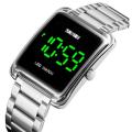 SKAMI SPORTS FASHION SIMPLE WATERPROOF DIGITAL WATCH LED WATCH STANILEES STEEL WATCH FOR MAN CASUAL LUMINOUS DISPLAY.