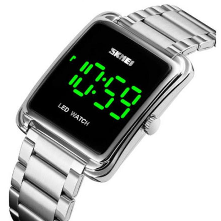 SKAMI SPORTS FASHION SIMPLE WATERPROOF DIGITAL WATCH LED WATCH STANILEES STEEL WATCH FOR MAN CASUAL LUMINOUS DISPLAY