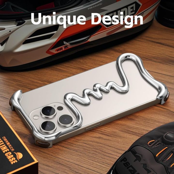 Metal%20Bare%20Frame%20Case%20for%20iPhone%2016%20Pro%20Max%20Racetrack%20Shaped%20Cool%20Design%20Aluminum%20Alloy%20Bumper%2015%20Pro%20Max%2014%20Plus%20Shockproof%20Grade%20Shell%20Borderless%20-%20Image%202